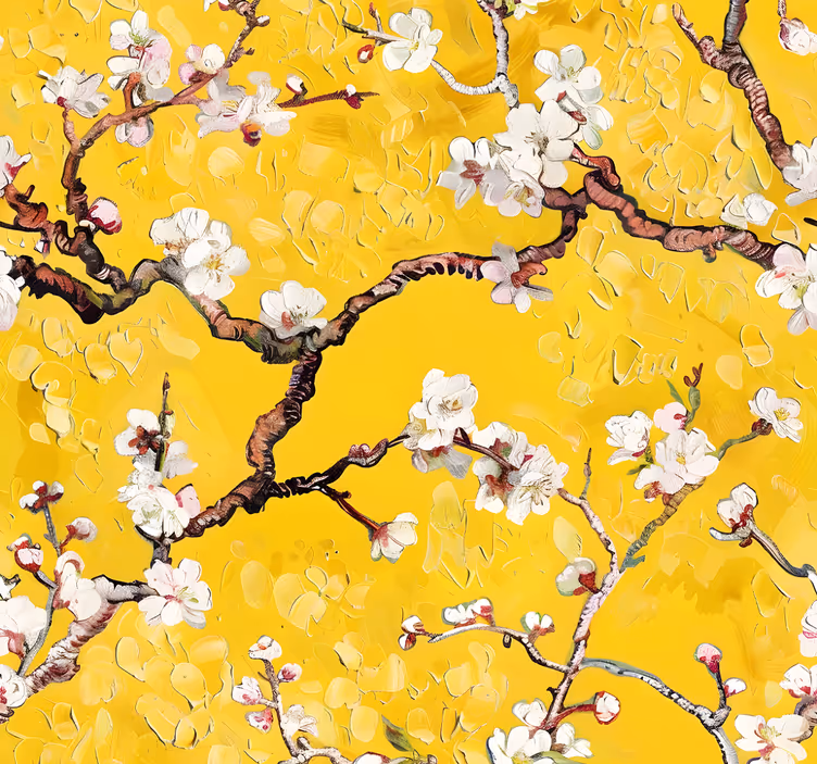 Carta da parati gialla motivo floreale primaverile - TenStickers