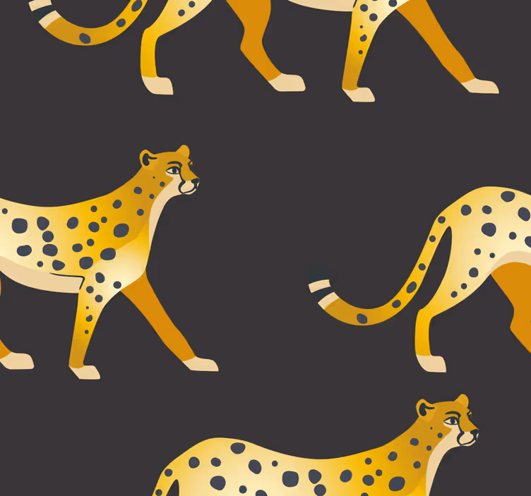Carta da parati nera pantere d'oro - TenStickers