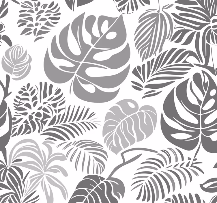 Carta da parati grigia foglie di monstera - TenStickers