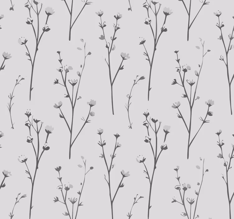 Carta da parati grigia modello di albero di cotone - TenStickers