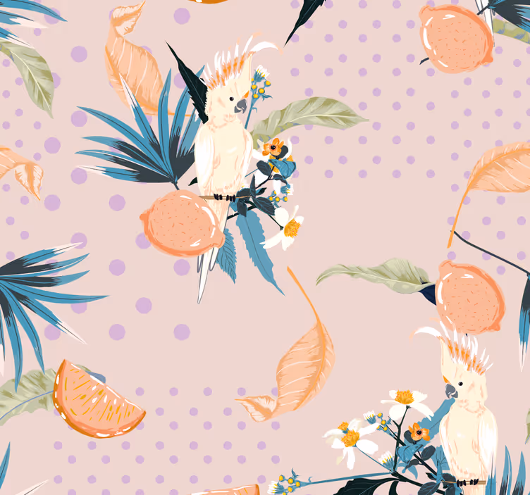 Carta da parati giungla motivo cacatua tropicale - TenStickers