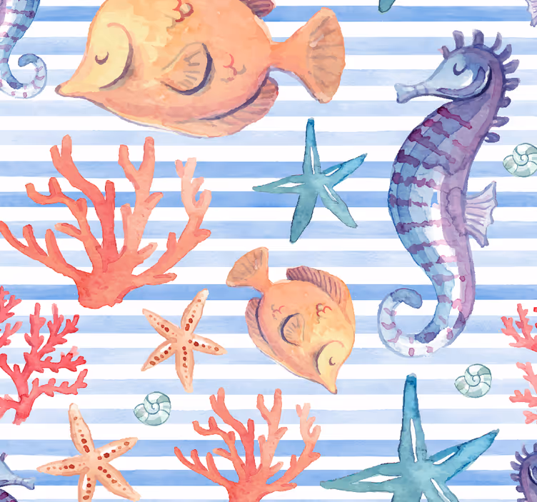 Carta da parati pesci modello di fauna oceanica - TenStickers