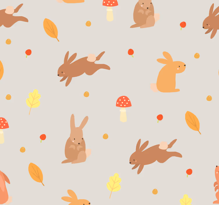 Carta da parati animali motivo con motivo coniglietto - TenStickers