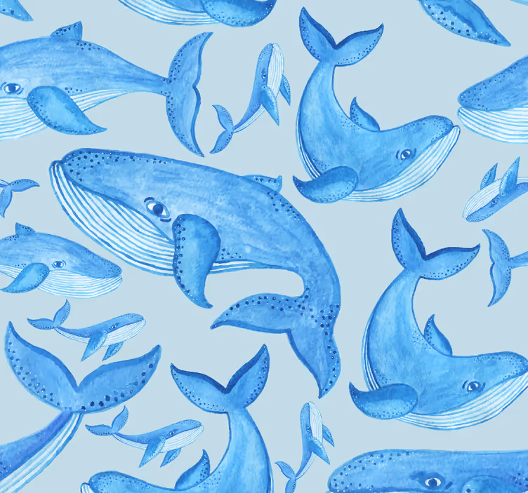 Carta da parati pesci modelli di balene acquatiche - TenStickers