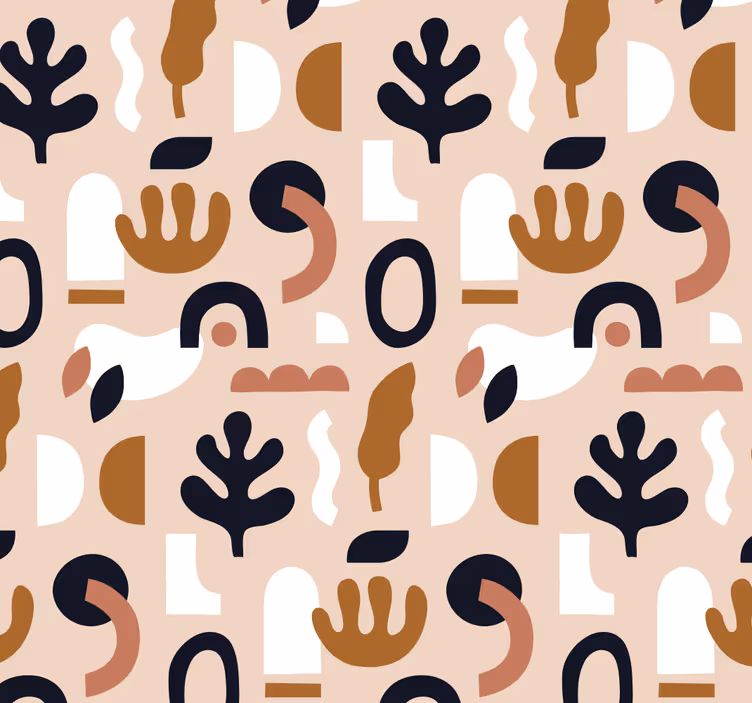Carta da parati beige motivi vegetali astratti - TenStickers