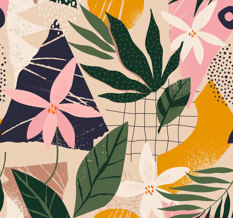 Carta da parati natura modello di flora tropicale - TenStickers