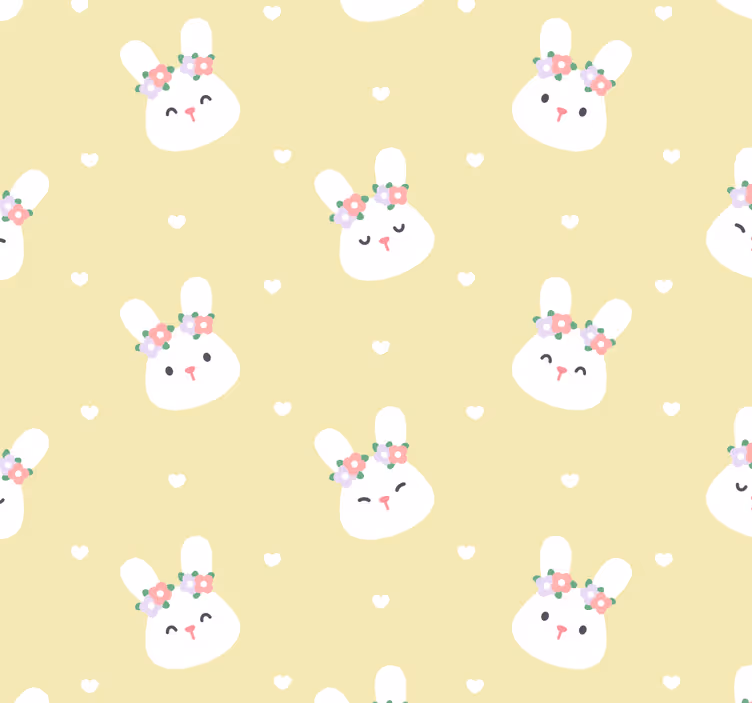 Carta da parati animali coniglietti bianchi con fiori - TenStickers