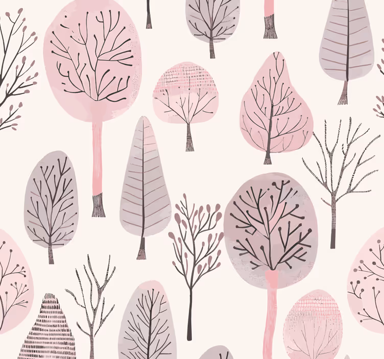 Carta da parati rosa alberi nordici - TenStickers