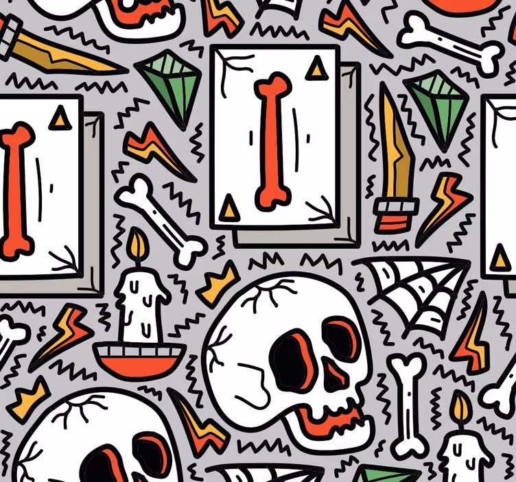 Carta da parati camera ragazzi graffiti del cranio - TenStickers