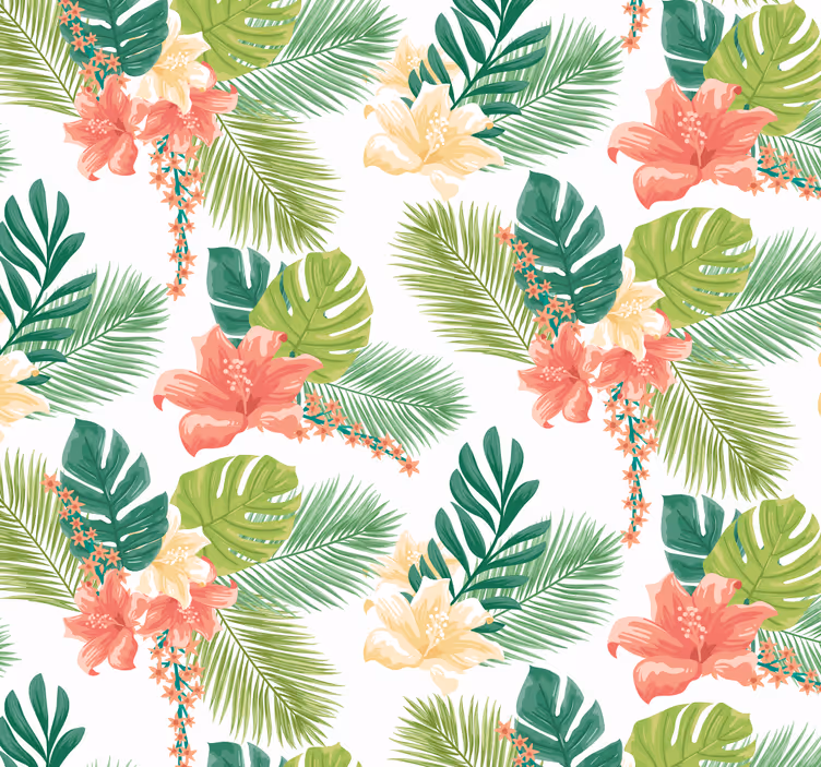 Carta da parati natura fioritura del fogliame tropicale - TenStickers