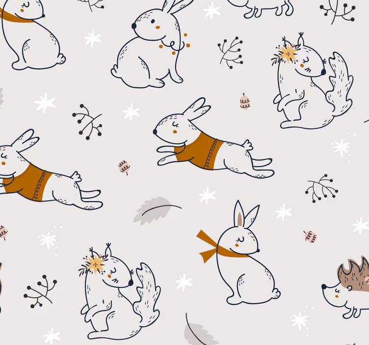 Carta da parati animali motivo giocoso di coniglietto - TenStickers