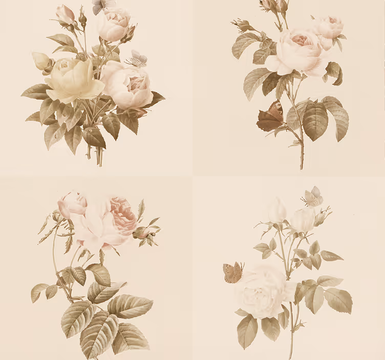 Carta da parati ingresso design di piastrelle floreali - TenStickers