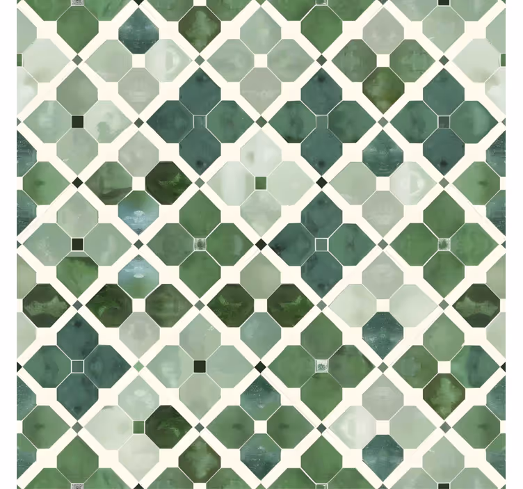 Carta da parati effetto piastrelle modello verde arabo - TenStickers