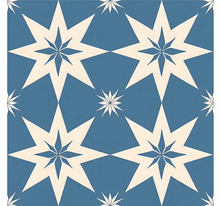Carta da parati effetto piastrelle disegno stellato blu - TenStickers