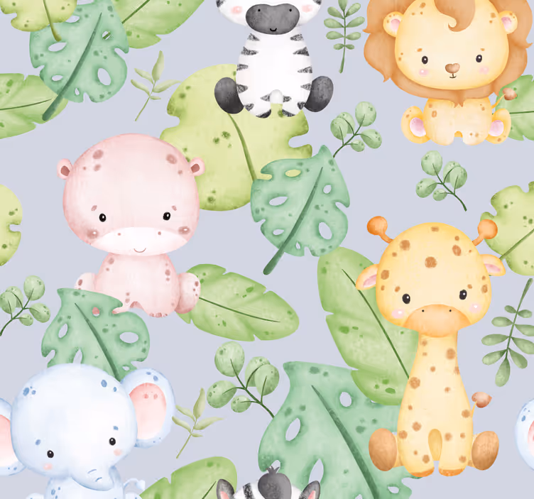 Carta da parati animali disegno del bambino - TenStickers