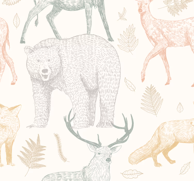 Carta da parati animali design minimalista della foresta - TenStickers
