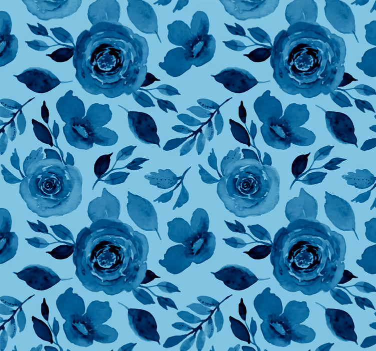 Carta da parati floreale matrice floreale blu - TenStickers