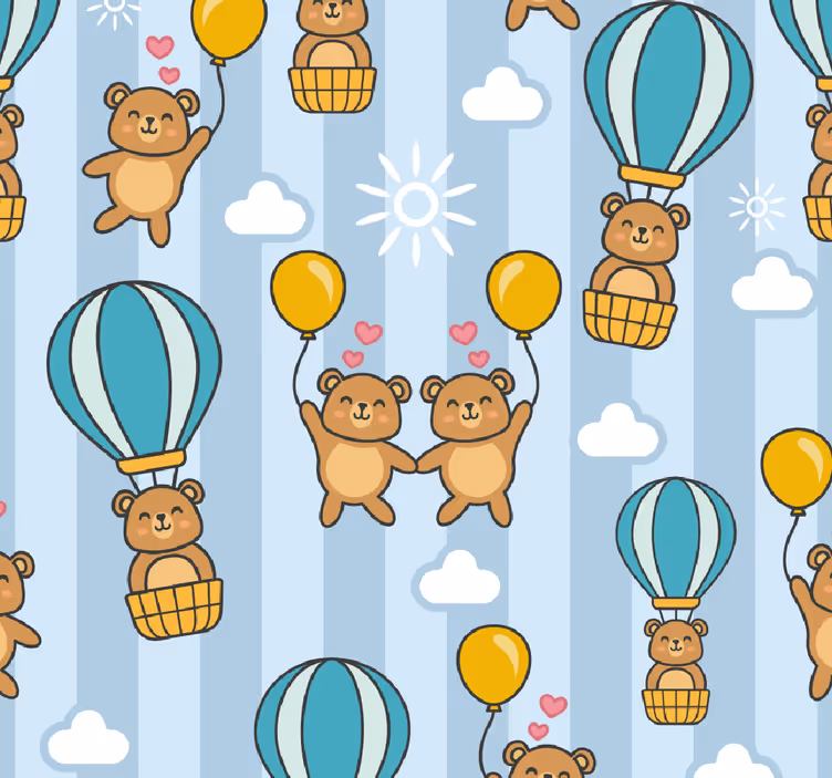 Carta da parati neonato orsacchiotti con palloncini - TenStickers