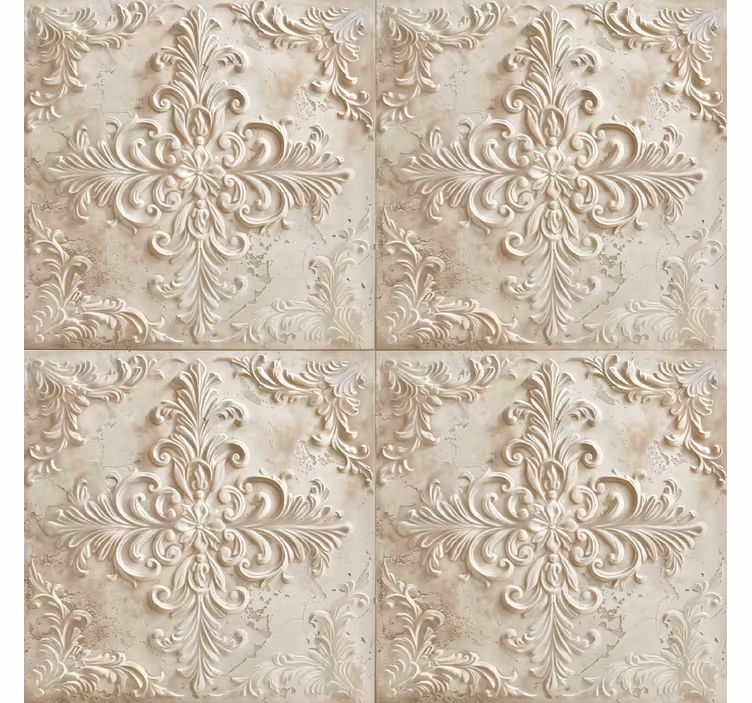 Carta da parati barocco piastrelle beige - TenStickers