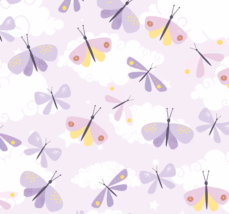Carta  parati farfalle modello in toni viola pastello - TenStickers