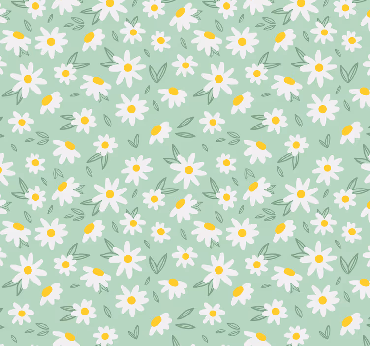 Carta da parati per corridoio Fiori margherita su sfondo verde - TenStickers