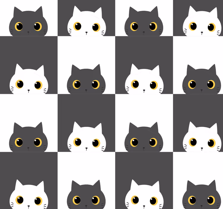 Carta da parati camera da letto Gatti in bianco e nero su pellico - TenStickers