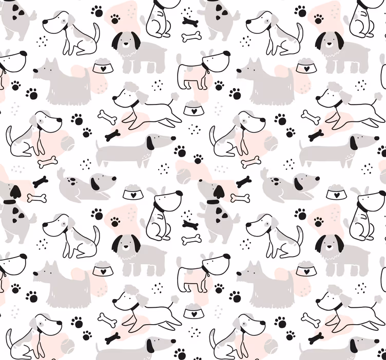 Carta da parati con cani cartoon - TenStickers