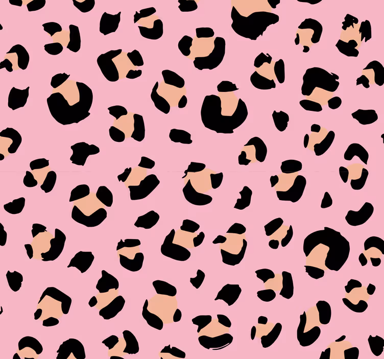 Carta da parati bambini Motivo leopardo acquerello nero e rosa - TenStickers