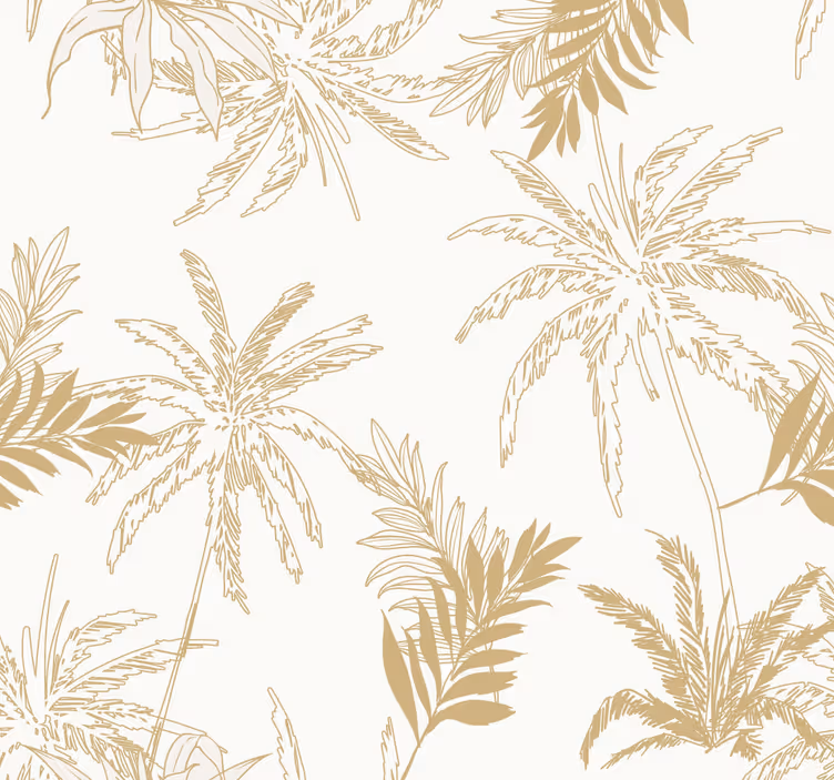 Carta da parati camera foglie tropicali dorate - TenStickers