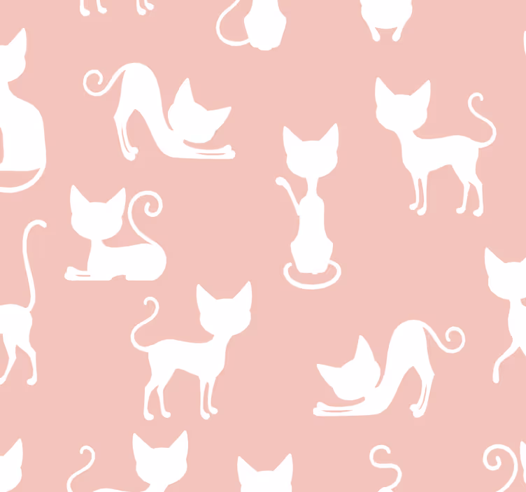 Carta da parati camera da letto Gatti che si allungano astratti - TenStickers