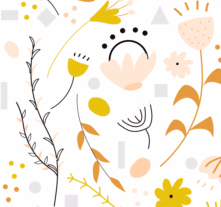 Carta da parati fiori Fiori e punti disegnati a mano - TenStickers