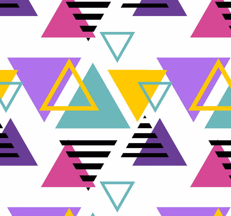 Carta da parati triangoli Colori vivaci modello anni '80 - TenStickers