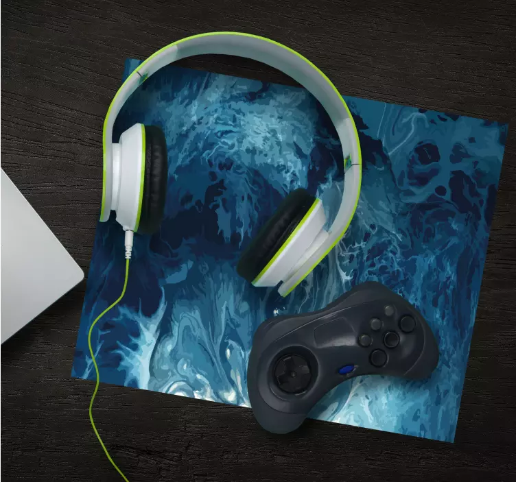 Tappetino mouse originale Onde acquerello toni blu - TenStickers