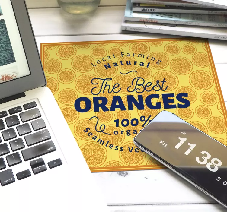 Tappetino mouse con frase agrumi freschi e biologici - TenStickers