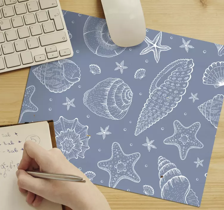 Tappetino mouse con motivi e texture conchiglie e stelle - TenStickers