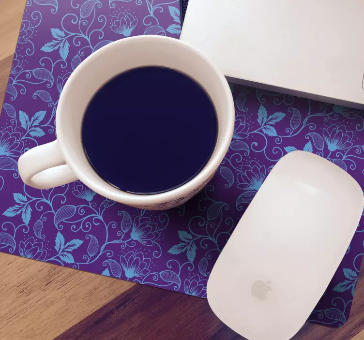 Tappetino mouse con motivi e texture dettaglio blu floreale - TenStickers
