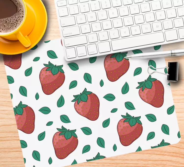 Tappetino mouse con motivi e texture foglie di fragola - TenStickers