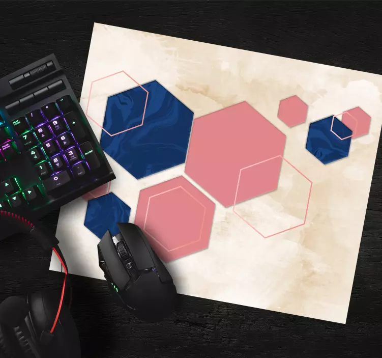 Tappetino mouse con motivi e texture forme esagonali - TenStickers