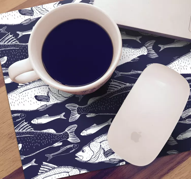 Tappetino mouse con motivi e texture pesci stilizzati - TenStickers