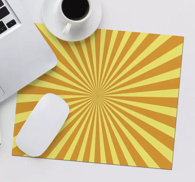Tappetino mouse con motivi e texture strisce gialle radiali - TenStickers