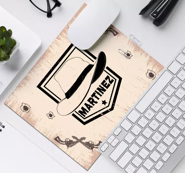 Tappetino mouse con nome cappello stile western - TenStickers