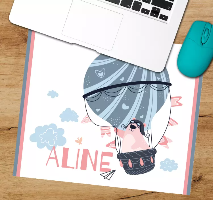 Tappetino mouse con nome design avventura balloon - TenStickers