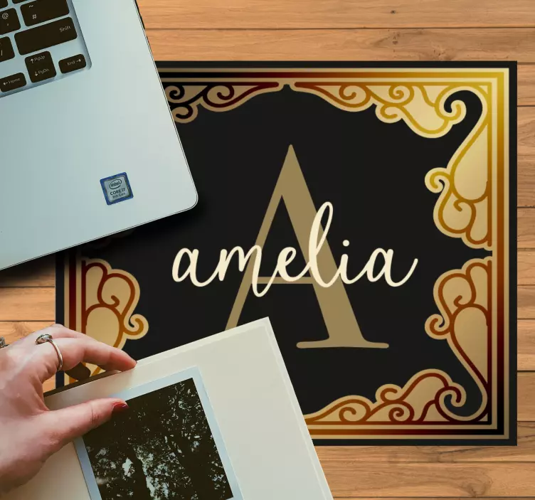 Tappetino mouse con nome design monogramma elegante - TenStickers