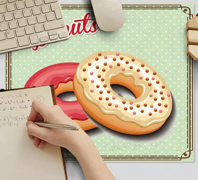 Tappetino mouse con nome duo di donuts deliziosi - TenStickers