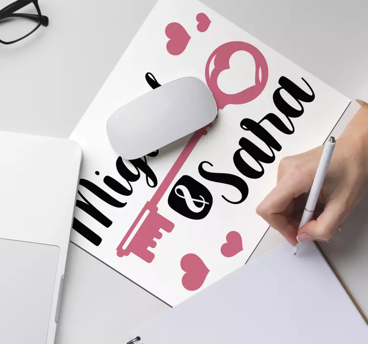 Tappetino mouse con nome storia d'amore chiave - TenStickers
