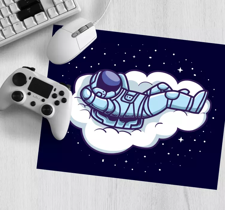 Tappetino mouse gaming astronauta che fluttua su nuvole - TenStickers