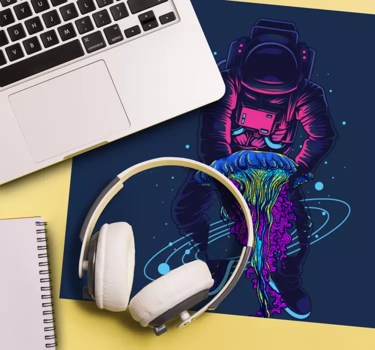 Tappetino mouse gaming astronauta con medusa - TenStickers