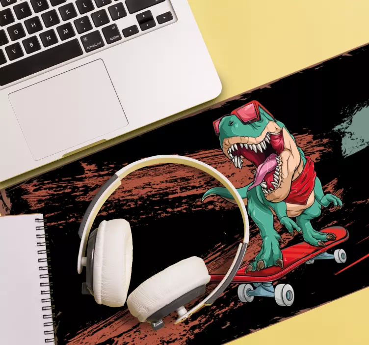 Tappetino mouse gaming avventura del dinosauro pattinatore - TenStickers