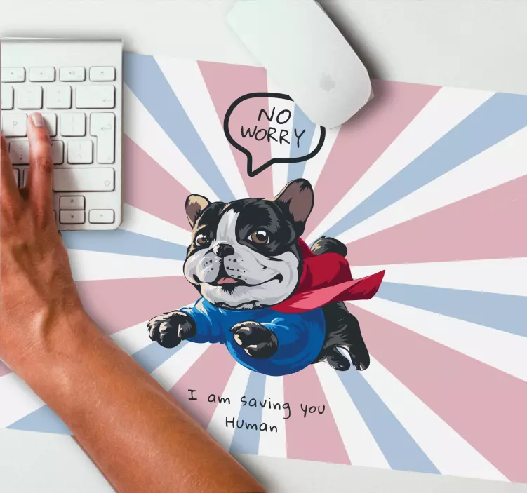 Tappetino mouse gaming cane supereroe giocoso - TenStickers