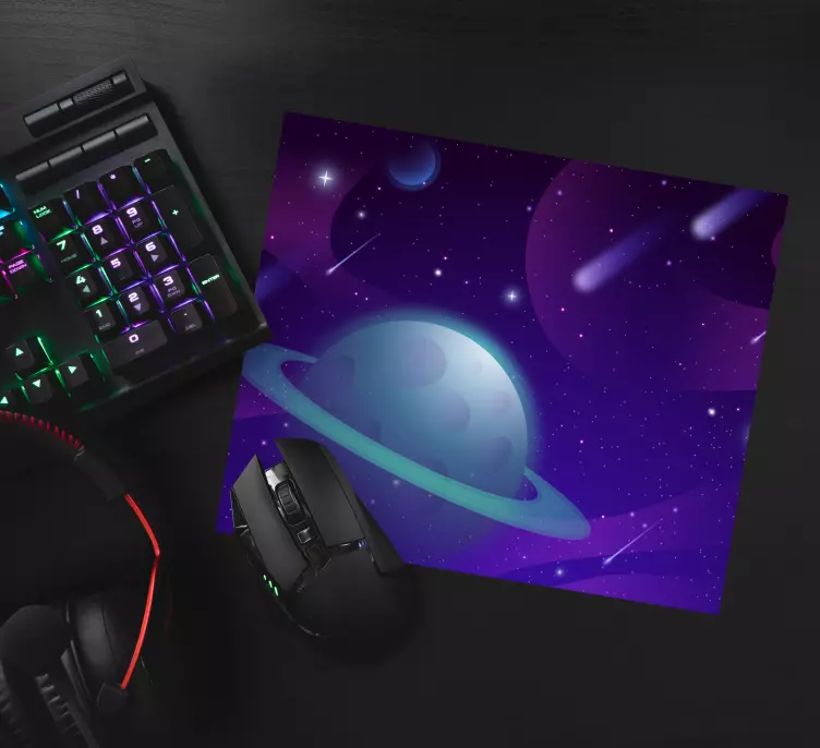 Tappetino mouse gaming esplorazione pianeti galattici - TenStickers
